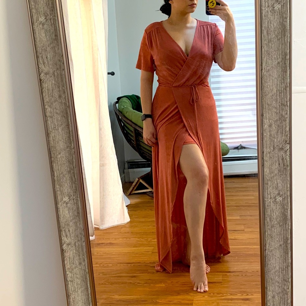 J.O.A Maxi Tulip High Low Slit Dress